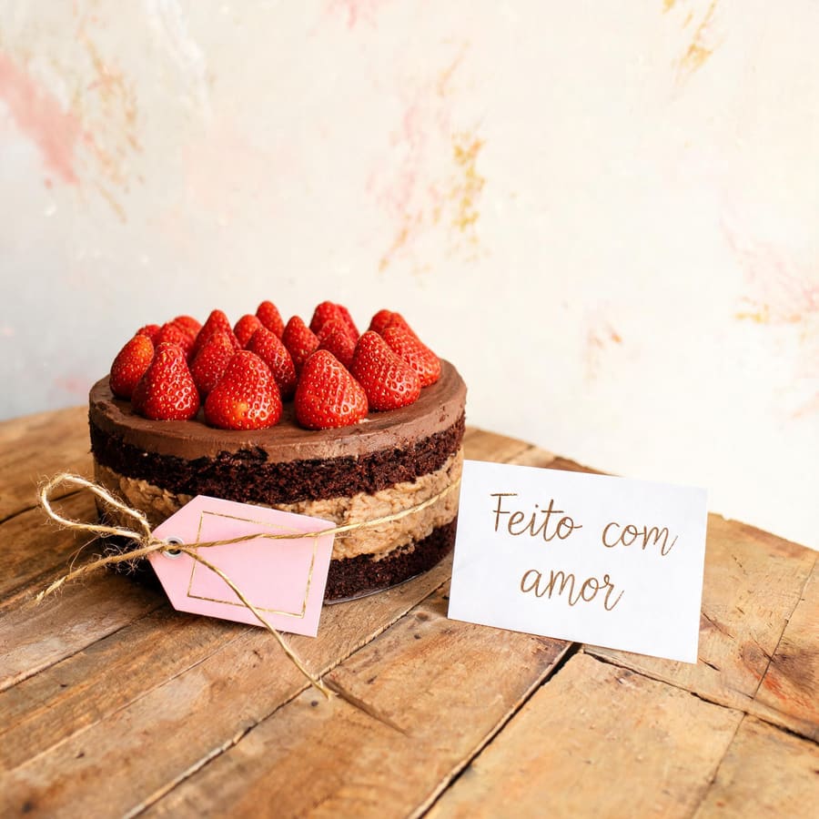 Post gerado pela Sociar: bolo de brigadeiro com morango